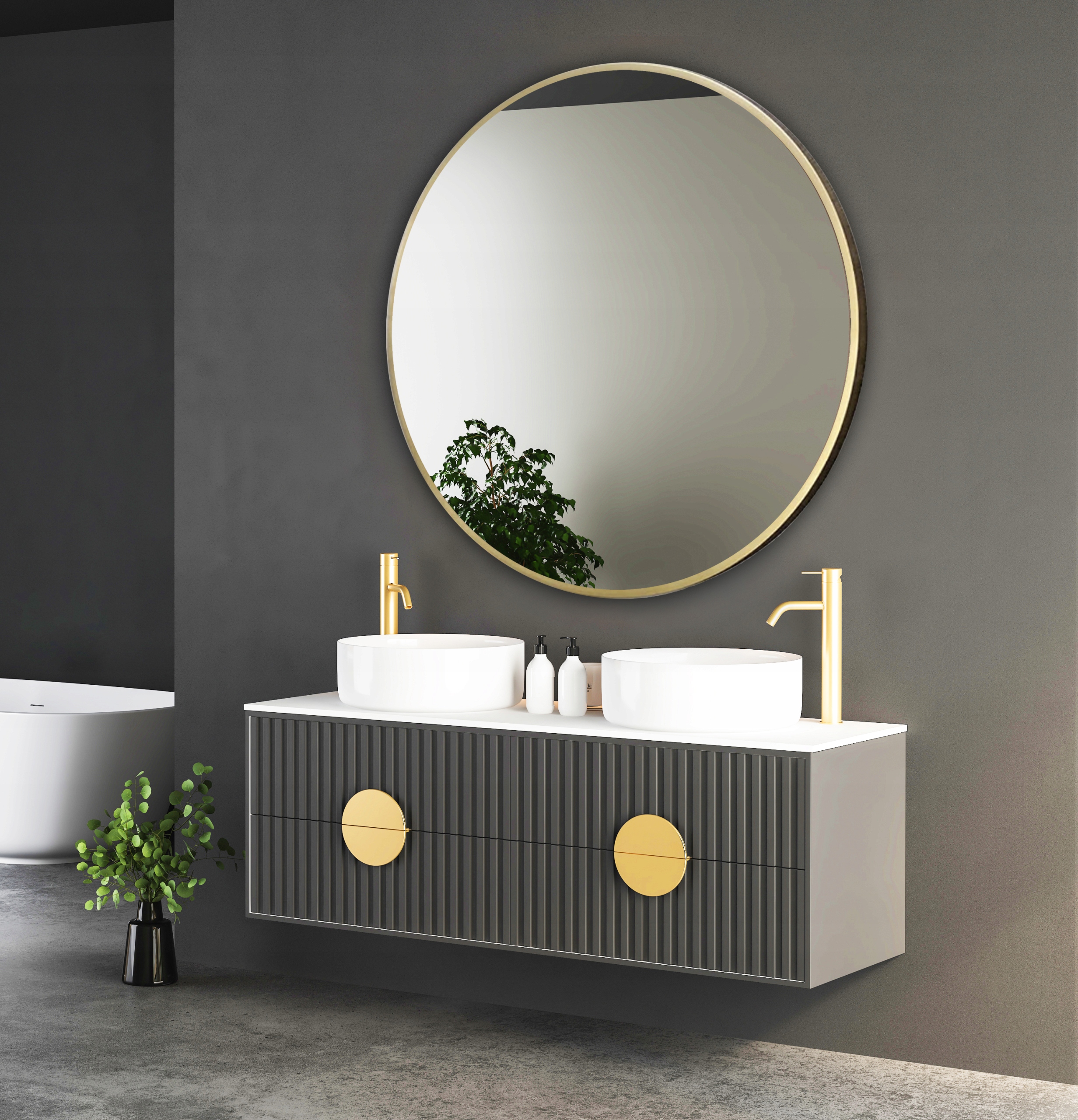 LUSTRO ZŁOTE OKRĄGŁE 50 WĄSKA ALUMINIOWA RAMA LOFT Kod producenta KALZ50