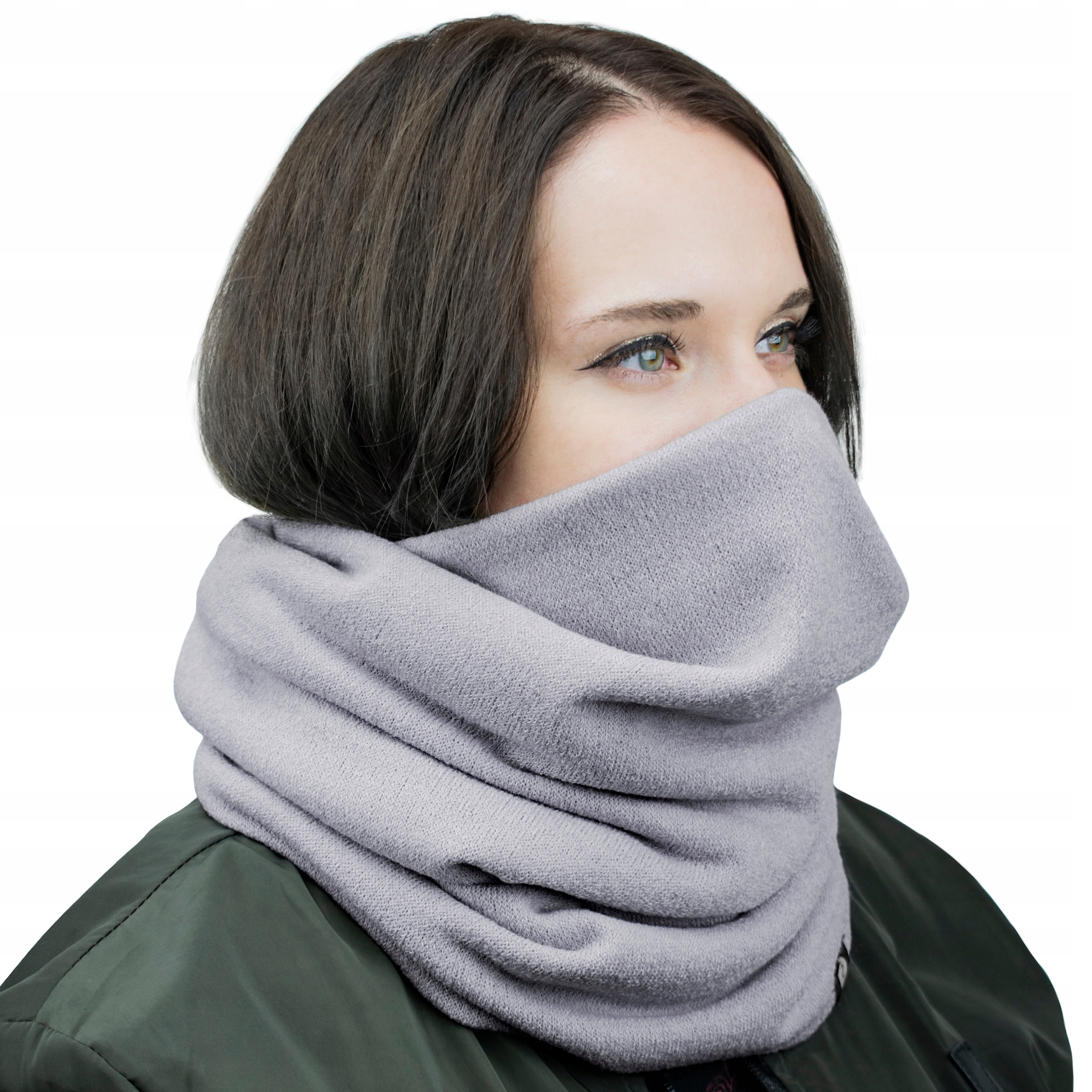 DAMSKI KOMIN SZALIK NA ZIMĘ CIEPŁY SZARY ROZM. S Marka Arabesque