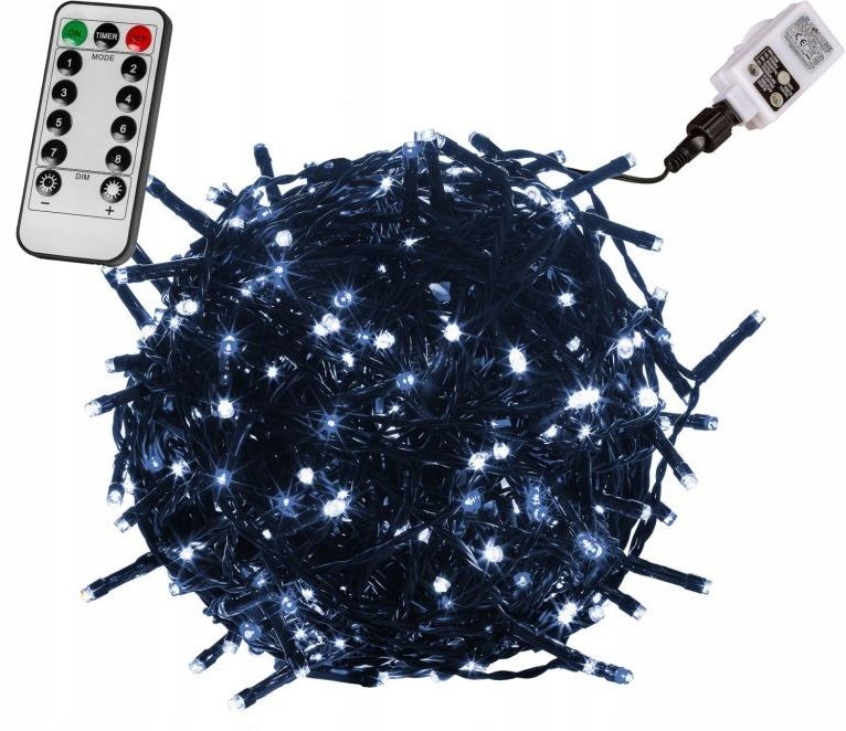 Voltronic Vánoční řetěz 40 m, 400 Led, studeně bílý, ovladač