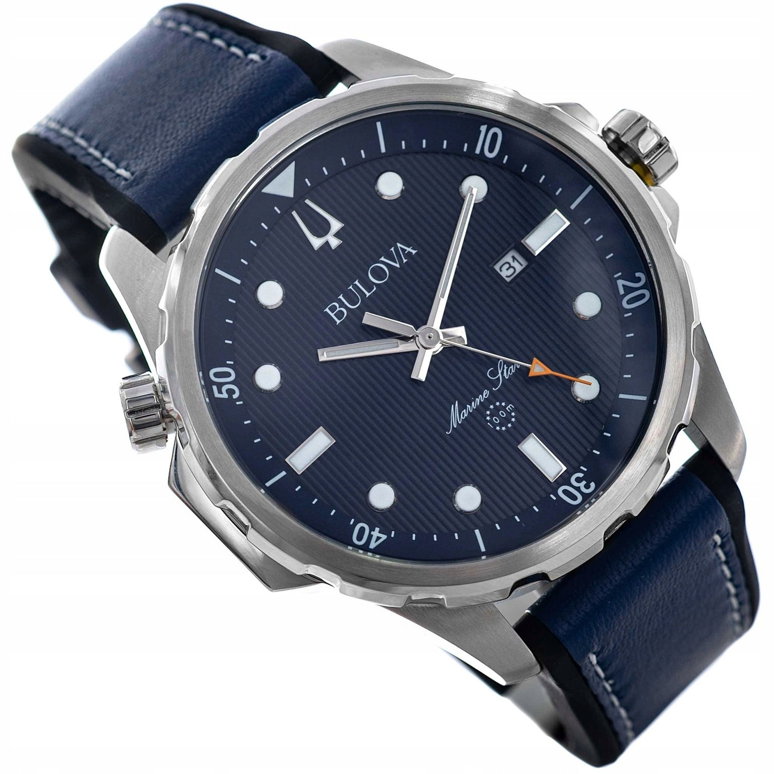 Męski Zegarek Bulova 96B419 Marine Star Niebieski Na Pasku Neobrtie 100M