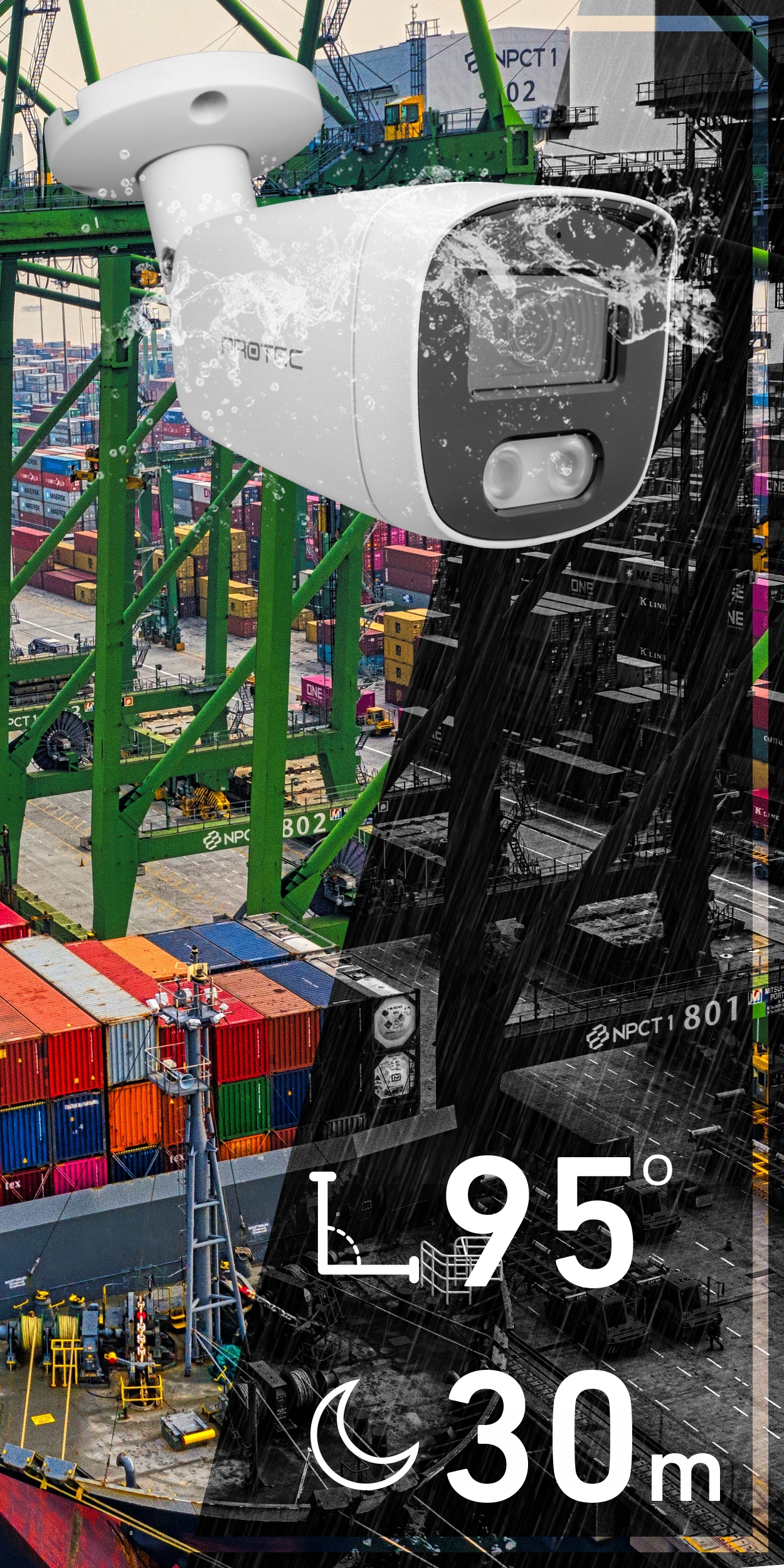 CYFROWY MONITORING 3 KAMERY IP 5MEGA NA SKRĘTKĘ Szerokość produktu 40 cm