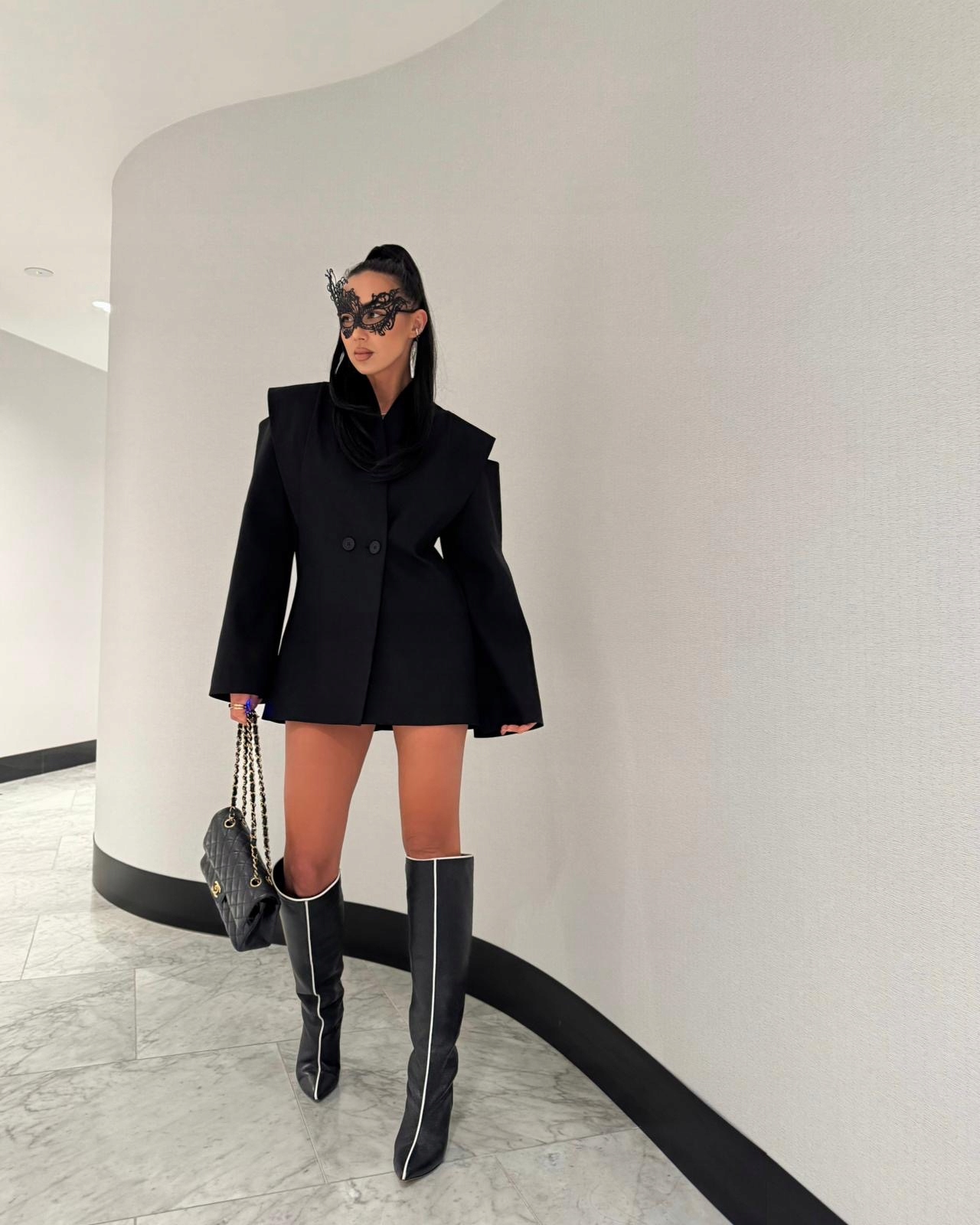 Sako La Milla Černá polštáře ramena s rozparkem One Size