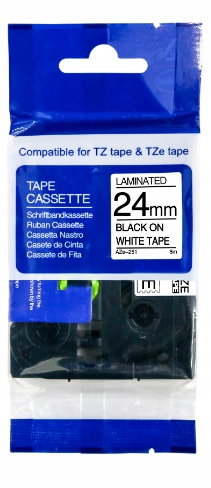 TAŚMA LAMINOWANA 24MM CZARNY/BIAŁY TZc-251 8M