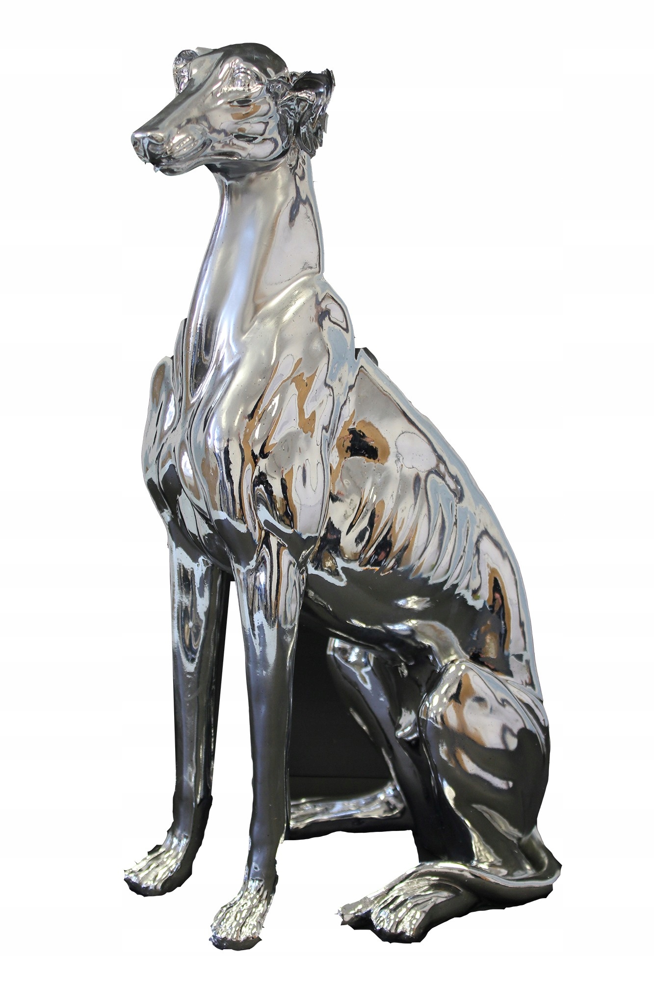 Figurka dekoracja pies srebrny błyszczący chart