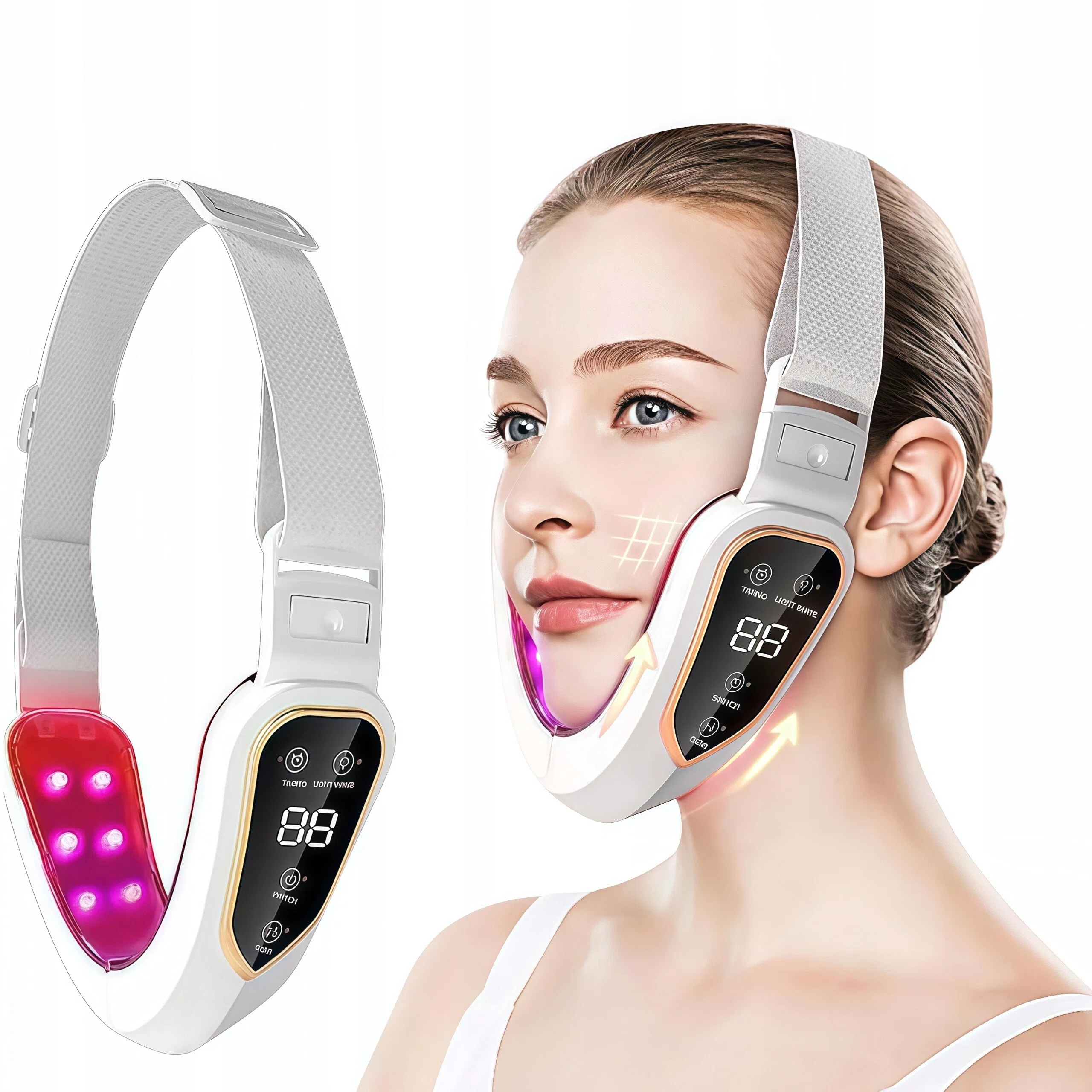 Masażer Twarzy Lifting V Podbródka Terapia Led 2w1 Zestaw