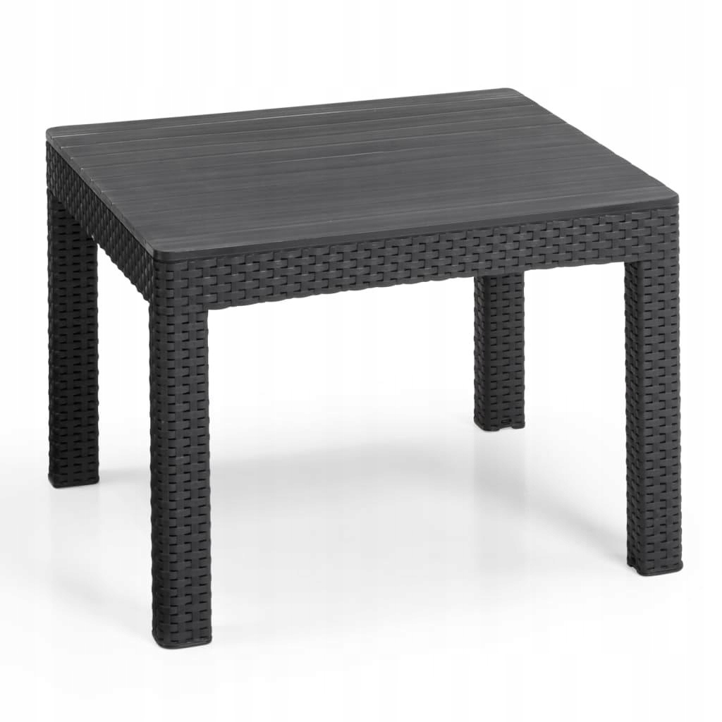 Stolik ogrodowy kwadratowy Keter Orlando grafitowy imitacja rattanu