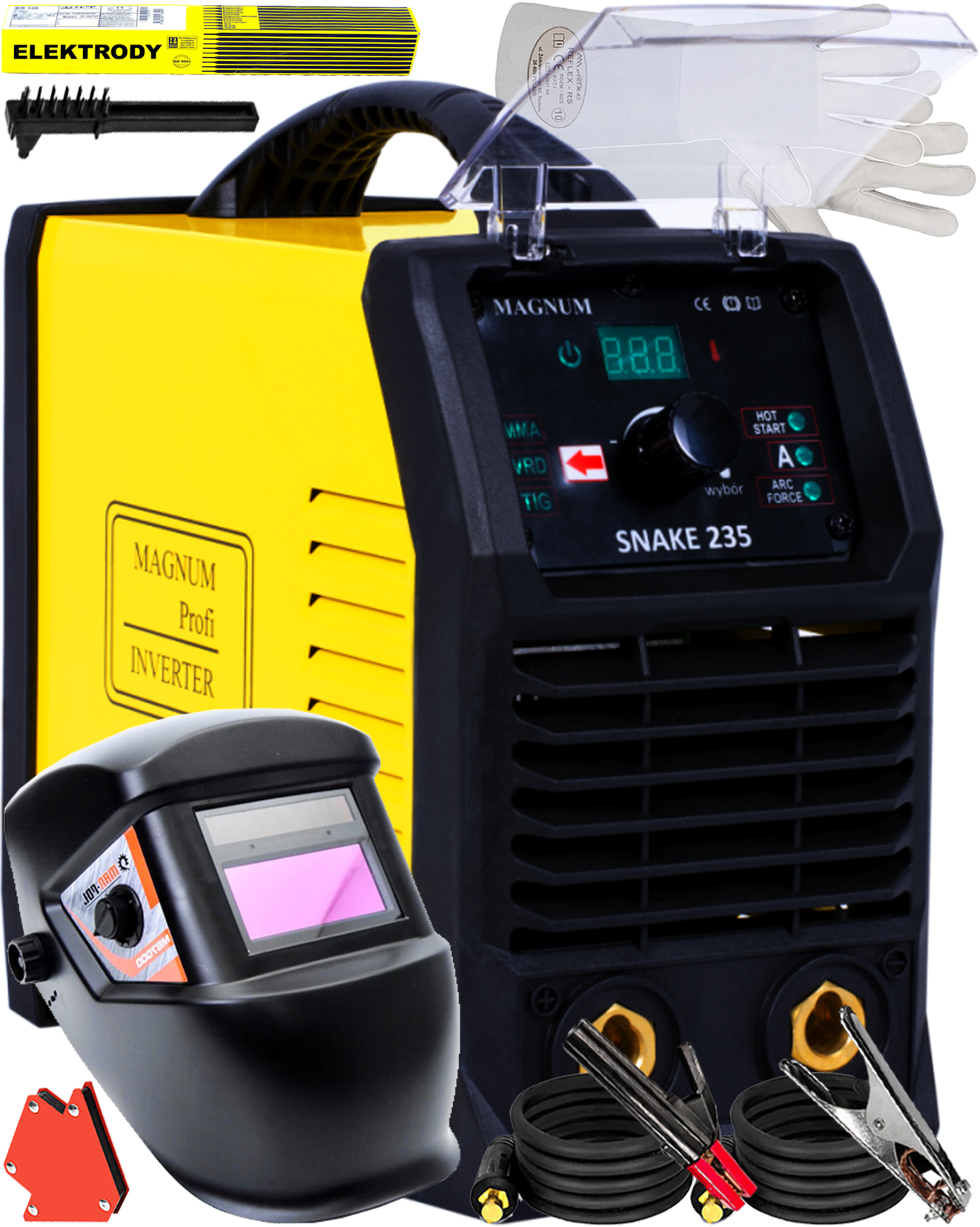 SPAWARKA INWERTOROWA ELEKTRODOWA MAGNUM SNAKE 235 TIG MMA 230V 200A LCD