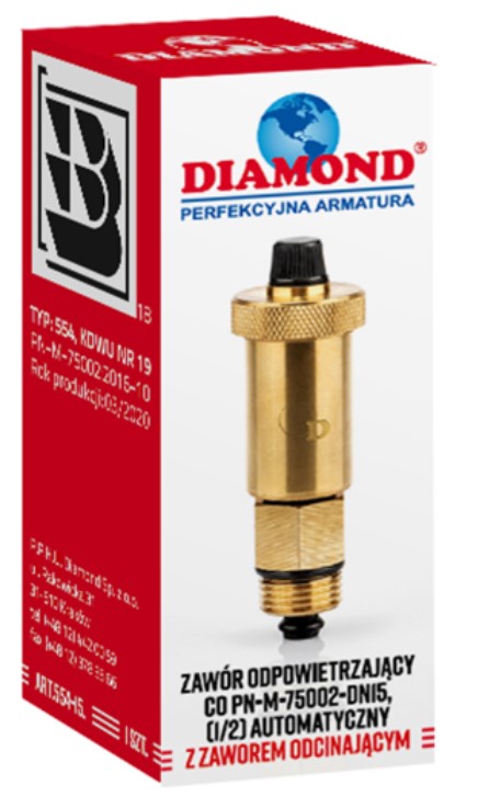ODPOWIETRZNIK AUTOMATYCZNY C.O. 1/2 DIAMOND Kod producenta ART.554-15