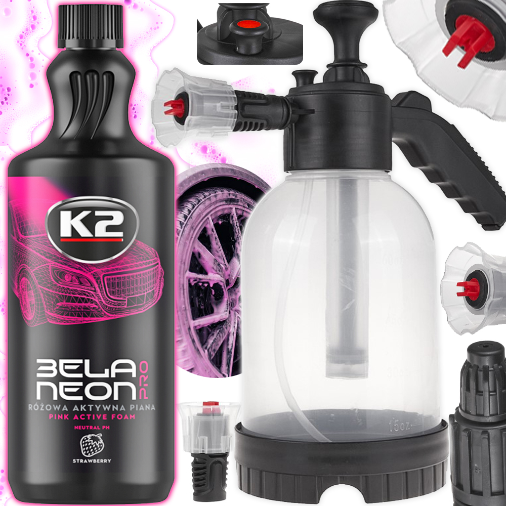 Pianownica Ręczna 2L +K2 Bela Pro Neon Różowa Aktywna Piana Mycia Samochodu