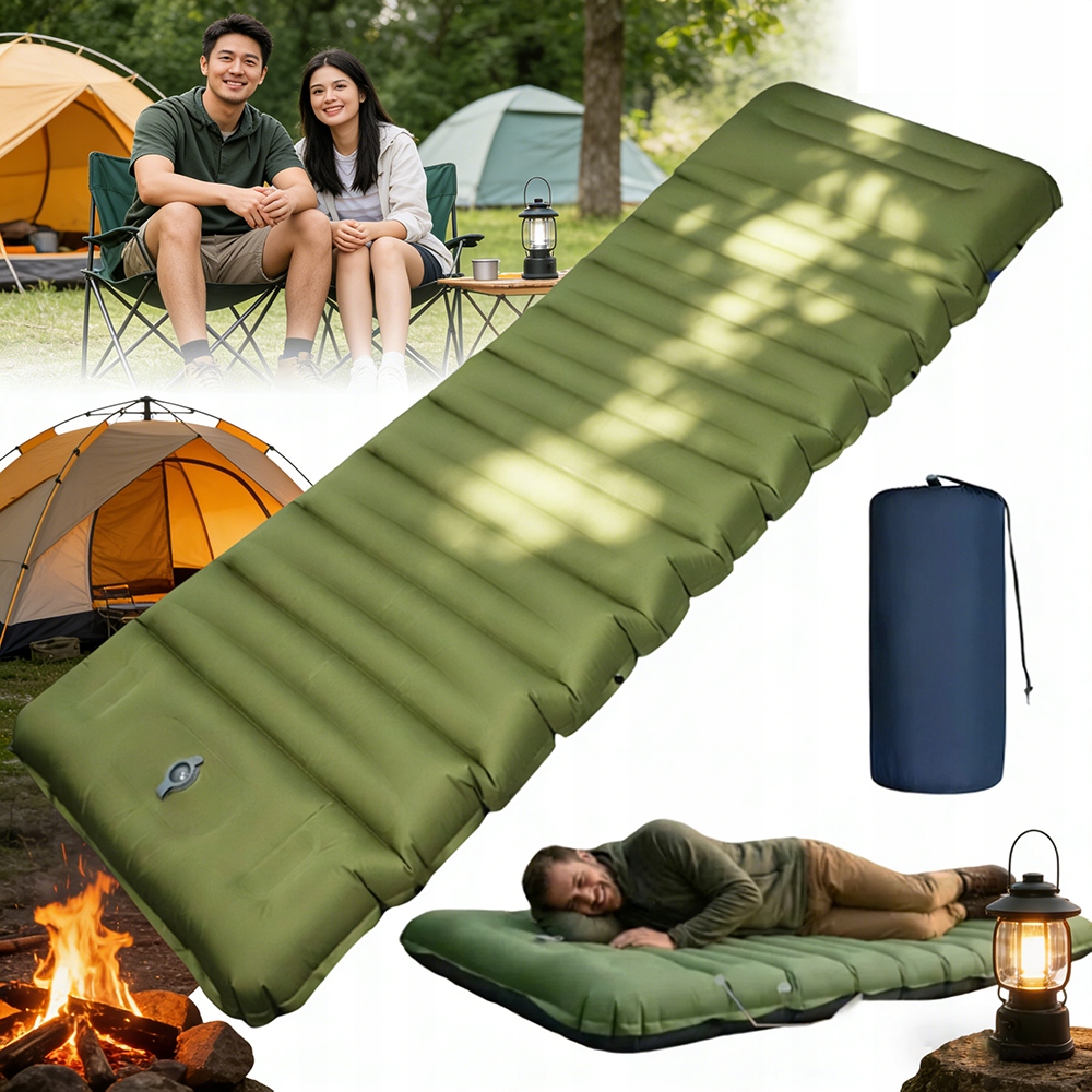 Nafukovací Podložka Na Spaní Horská Vestavěná Pumpa 198X68 CM Skládací