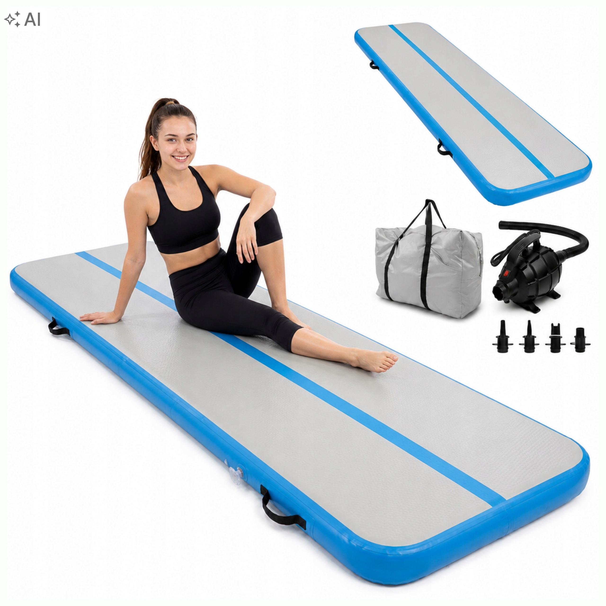 Ścieżka Akrobatyczna Airmat Materac Gimnastyczny 400X100X20 Niebieska