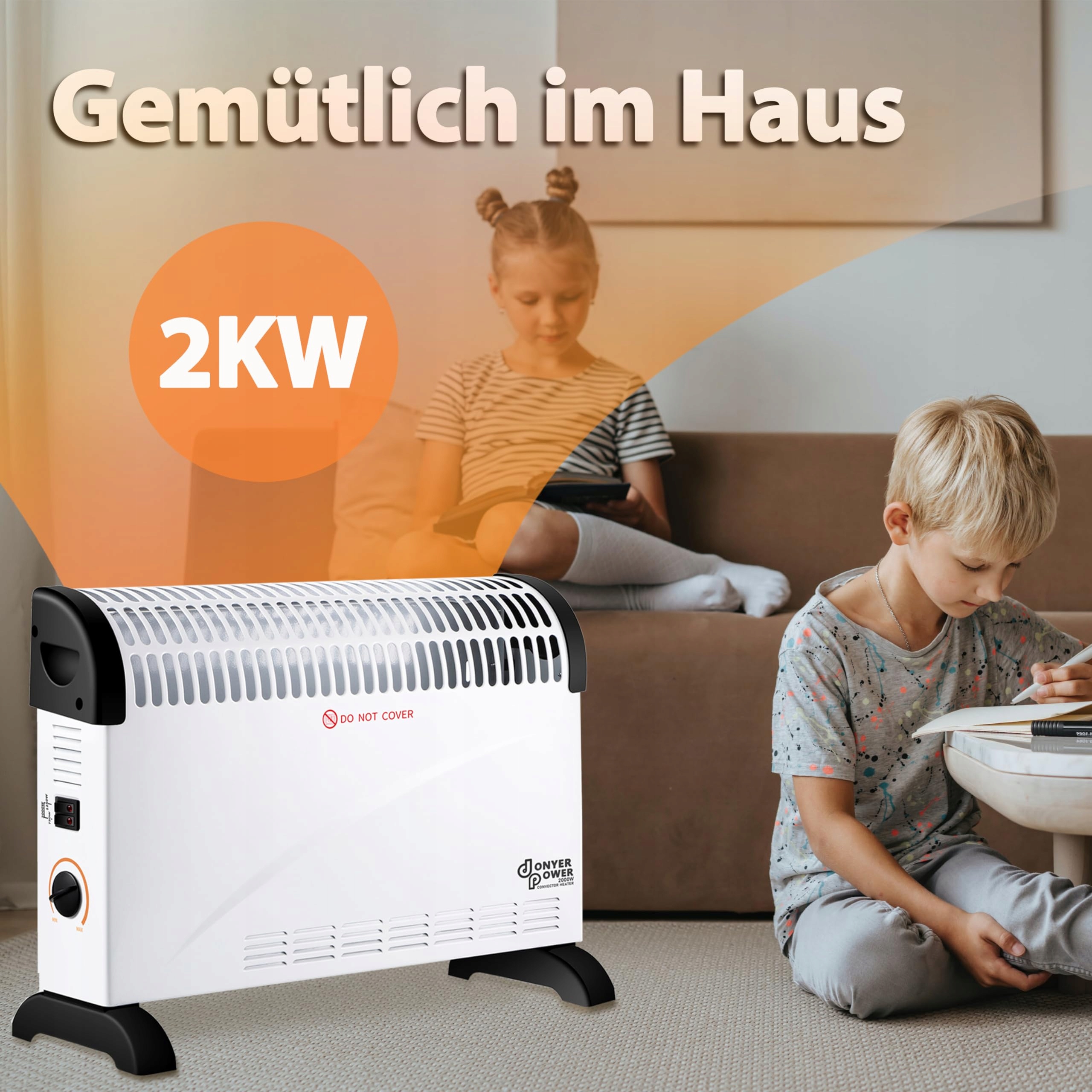 DONYER POWER Grzejnik Konwektorowy 2000W Z Regulowanym Termostatem Wersja 2 — miniatura 4