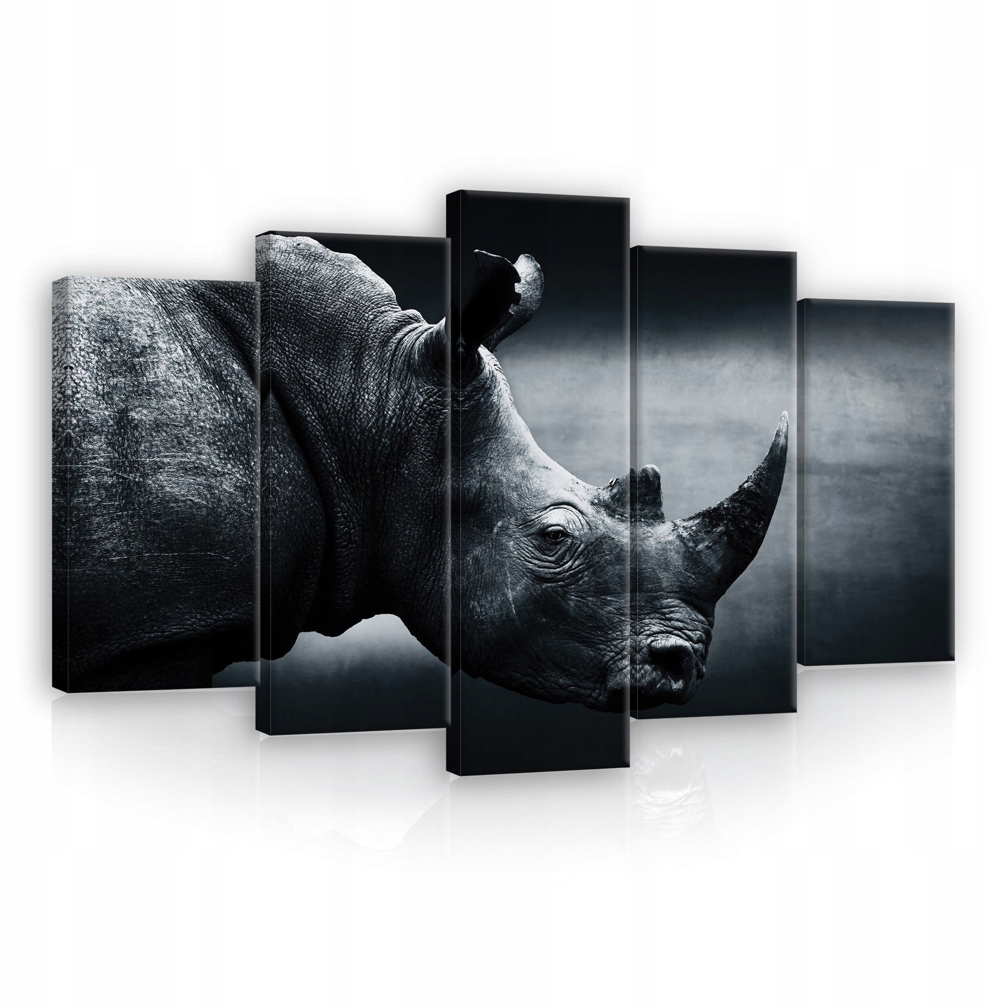 Obraz 100x60 Černobílý nosorožec, moderní síla do obývacího pokoje, polyptych