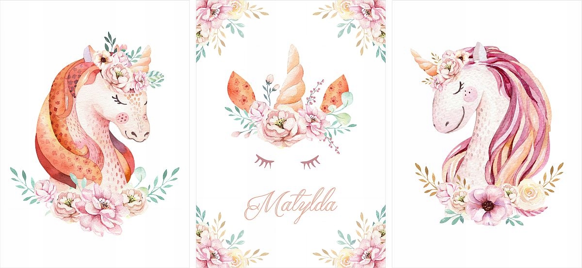 Zestaw 3 plakaty pastelowy jednorożec unicorn A3 Płeć dziewczynki