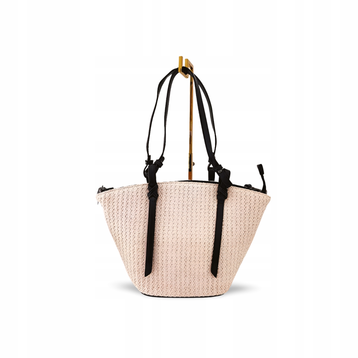 Ines Delaure nákupní taška s košíkem ecru a černou