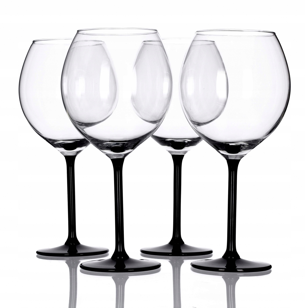 

4 Kieliszki Do Wina XXL Black Czarna Nożka 600ML