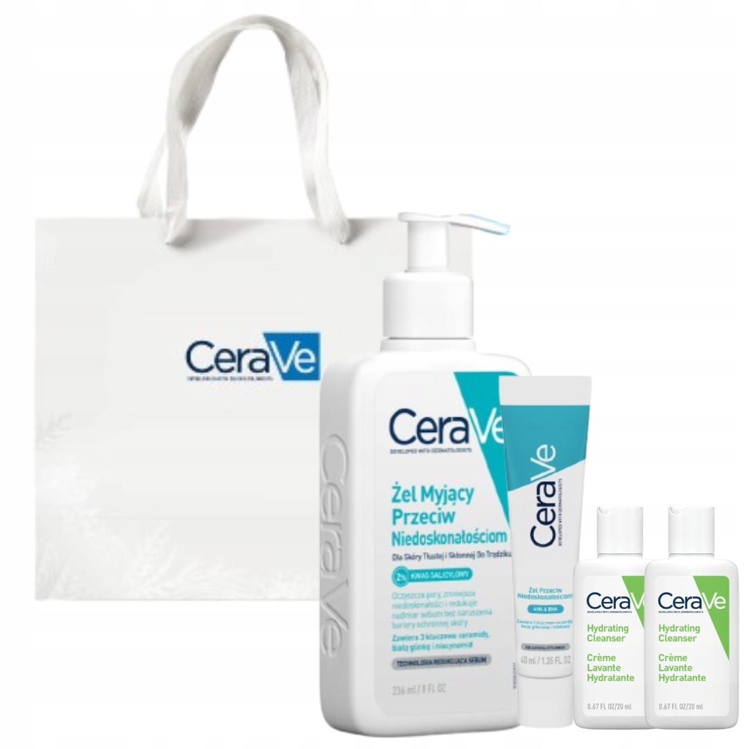 CeraVe Zestaw Przeciw Niedoskonałościom: Żel Myjący 236ml, Żel 40 ml
