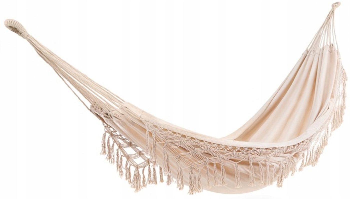 HAMAK BRAZYLIJSKI BOHO XXL – DWUOSOBOWY 220x150 cm ECRU 2-osobowy