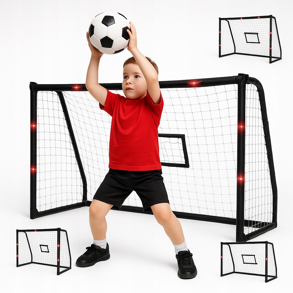 Bramka Piłkarska Ogrodowa Z Siatką Do Piłki Nożnej 300x200x120 cm Stalowa