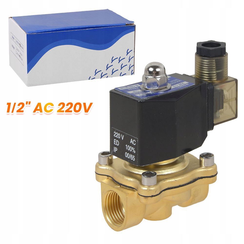 Mosazný elektromagnetický ventil 1/2" 0-10 bar Nc, normálně uzavřený