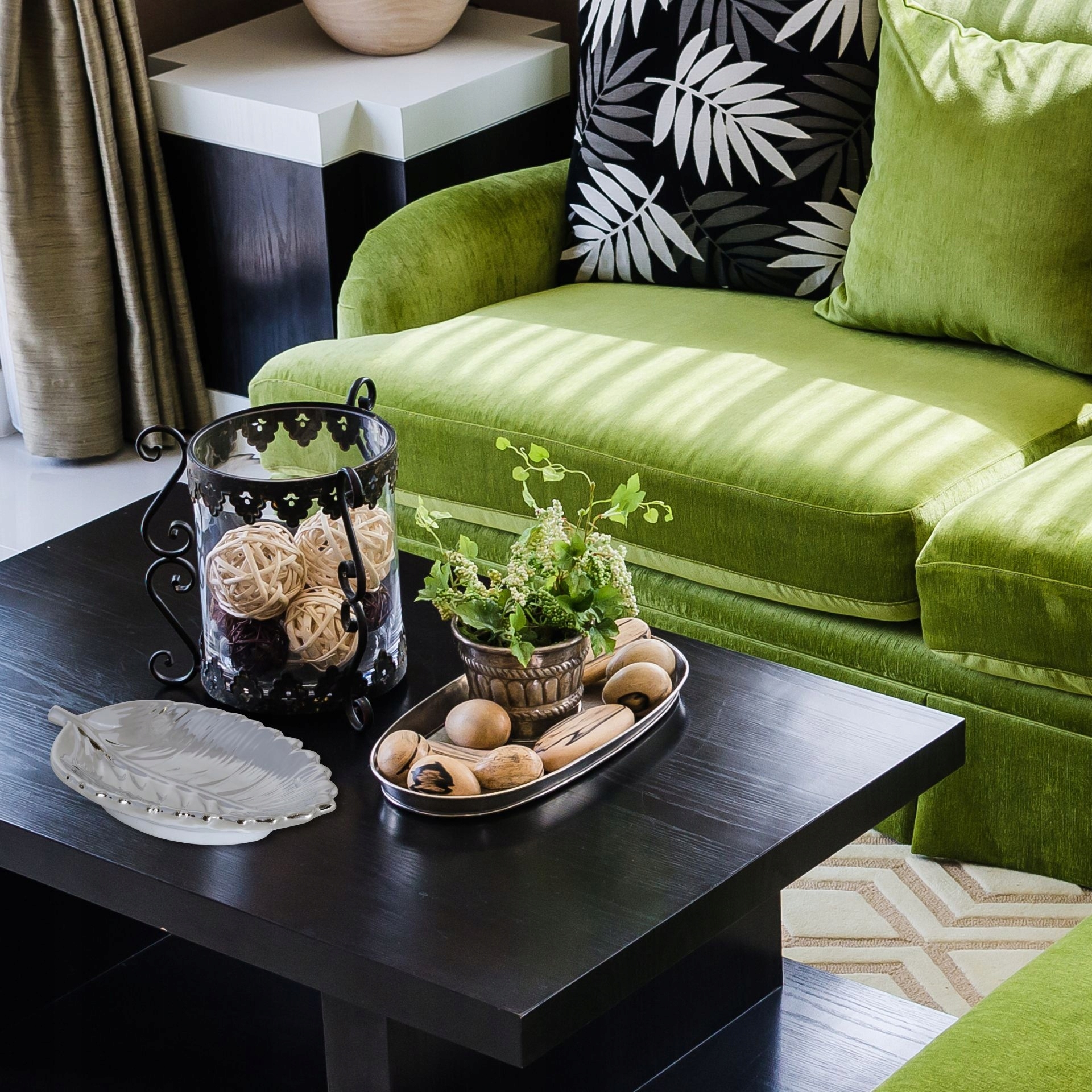 Talerz Dekoracyjny Patera Glamour Srebrna LIŚĆ 20 Marka Duwen