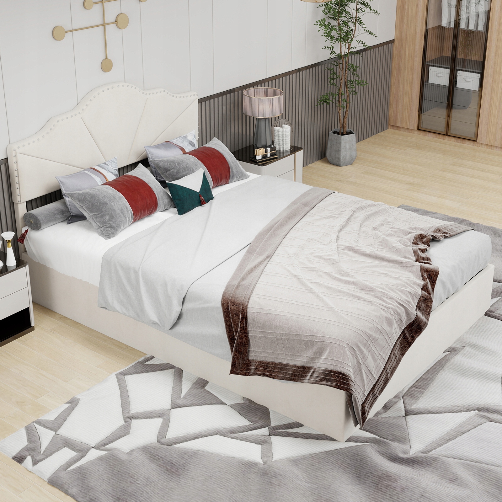 Letto Imbottito 140X200 Beige - Xylo - Con Struttura Sollevabile