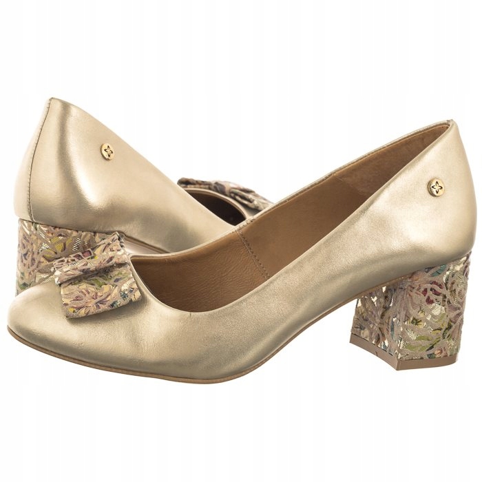 Kožené boty Dámské lodičky Maciejka Zlaté 3356A-25 Gold