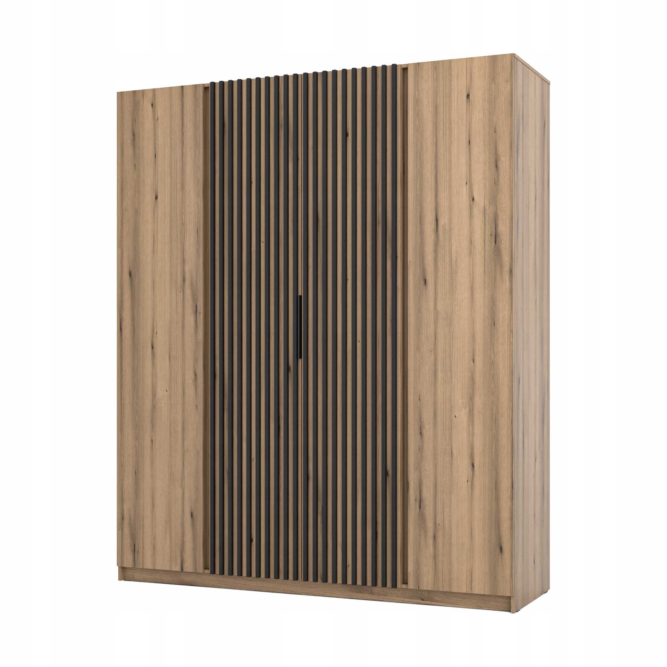 Skříň do ložnice 4-dveřová s lamelami a policemi Dravero Ev/ev-bl 2F 2LAM