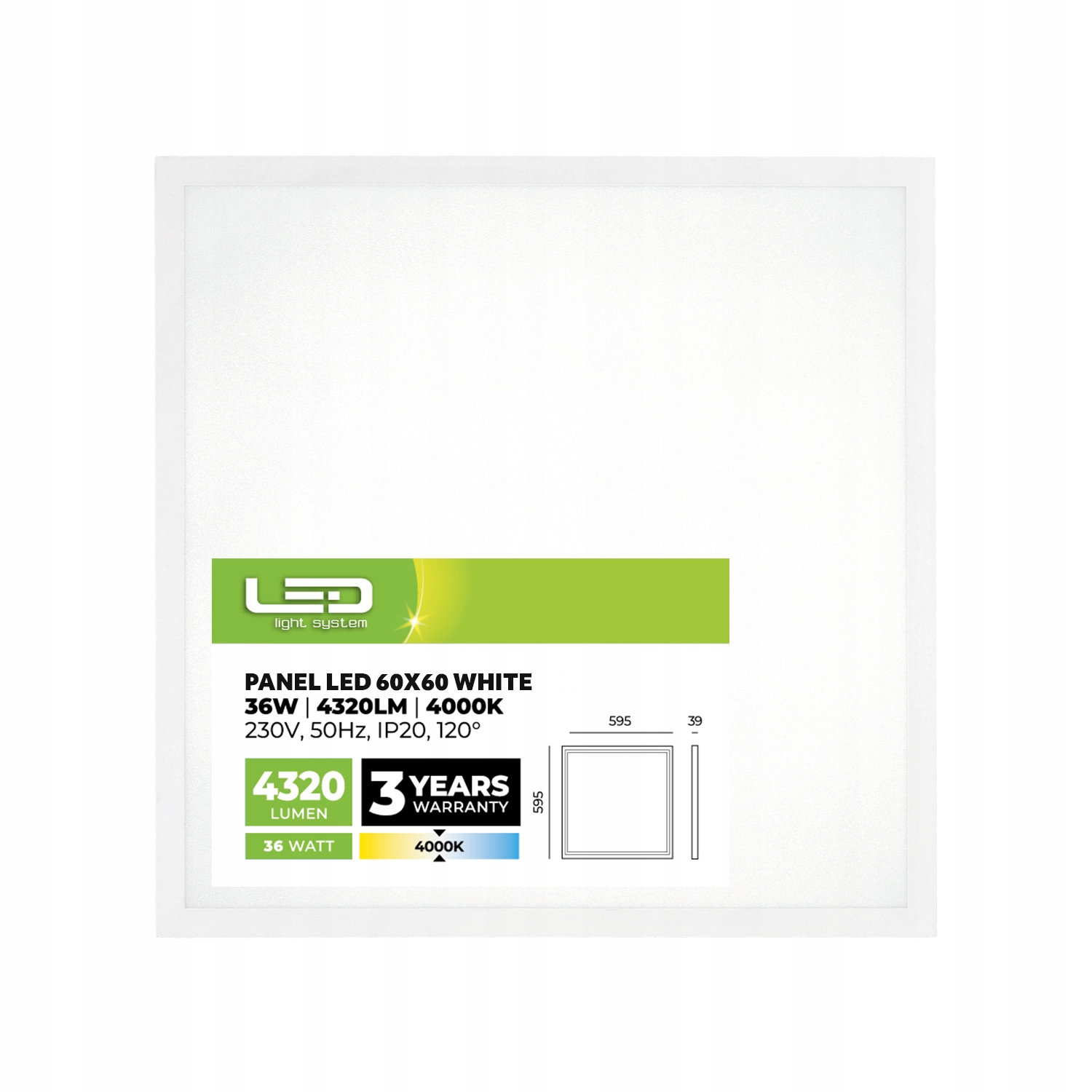 Led panel na omítku 36W 60x60 4000K Stropní Svítidlo bílý Lls