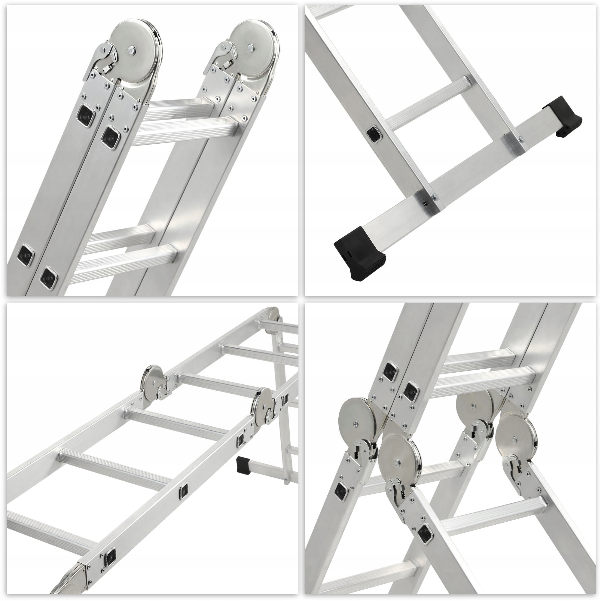 DRABINA ALUMINIOWA WIELOFUNKCYJNA PRZEGUBOWA 4x3 MOCNA + PODEST 150kg Wysokość robocza 3.01 m