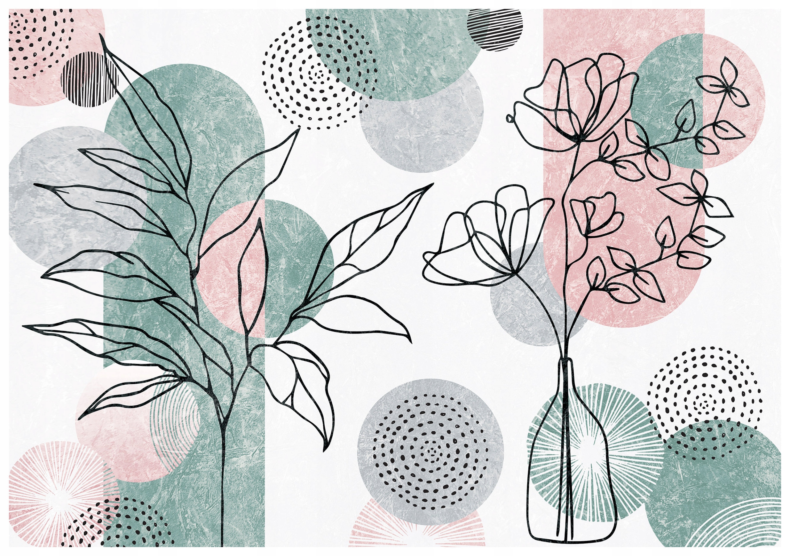 Fototapeta flizelina Květiny Linie Minimalismus Pastelový dekor 208x146 lepidlo