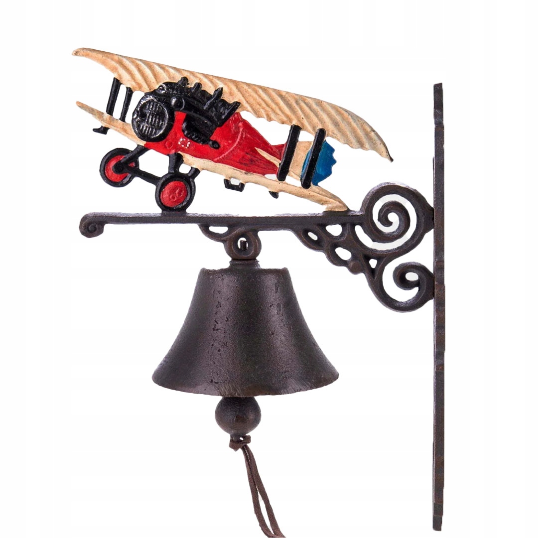 Żeliwny Dzwonek Ścienny Samolot Dekoracja