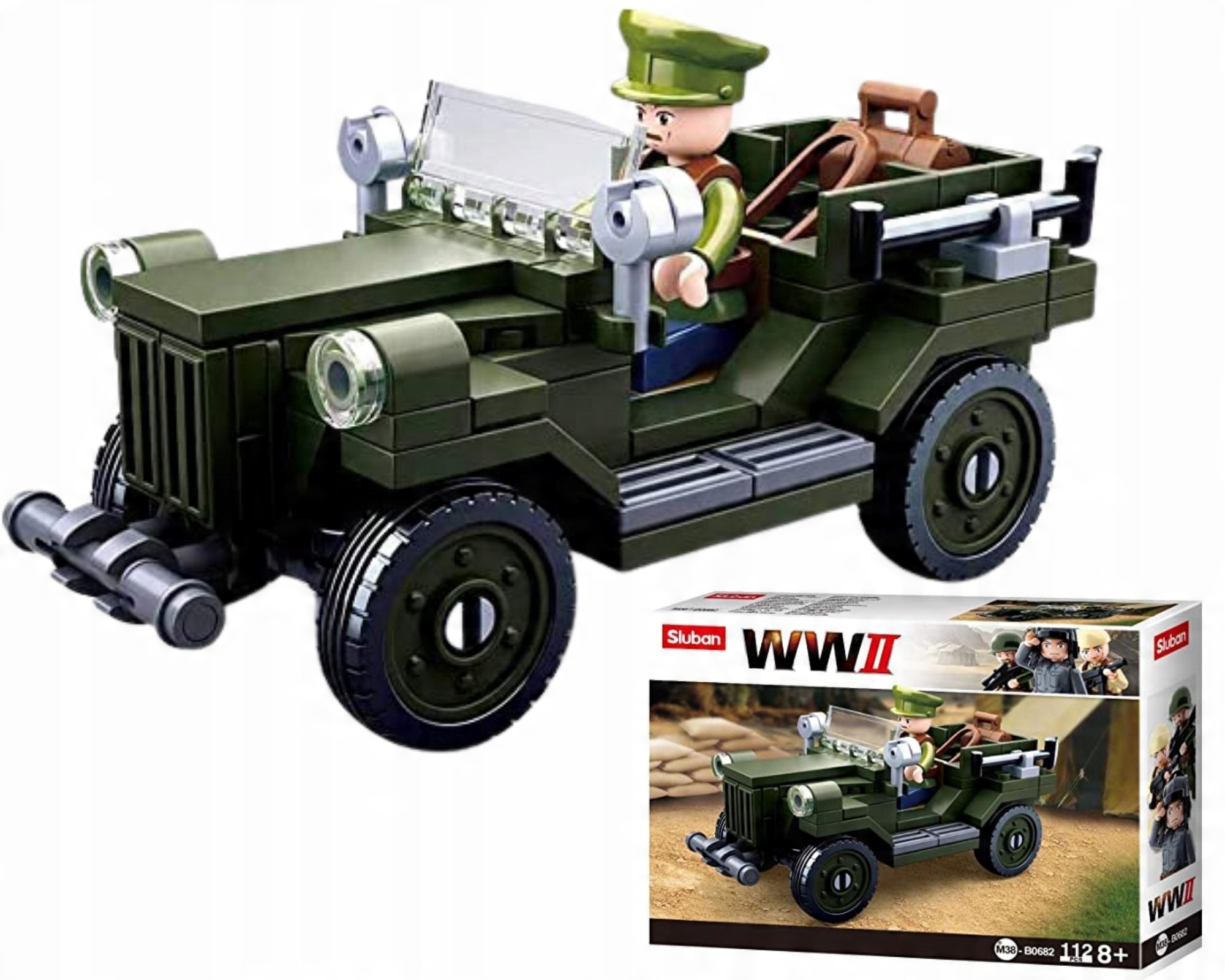 

Klocki Sluban Jeep Wojskowy Samochód Autko Wwii