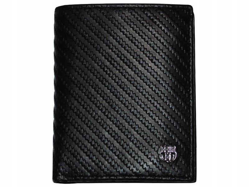 Fc Barcelona Skórzany Portfel Czarny Skóra Naturalna Z Wzorem Pionowy