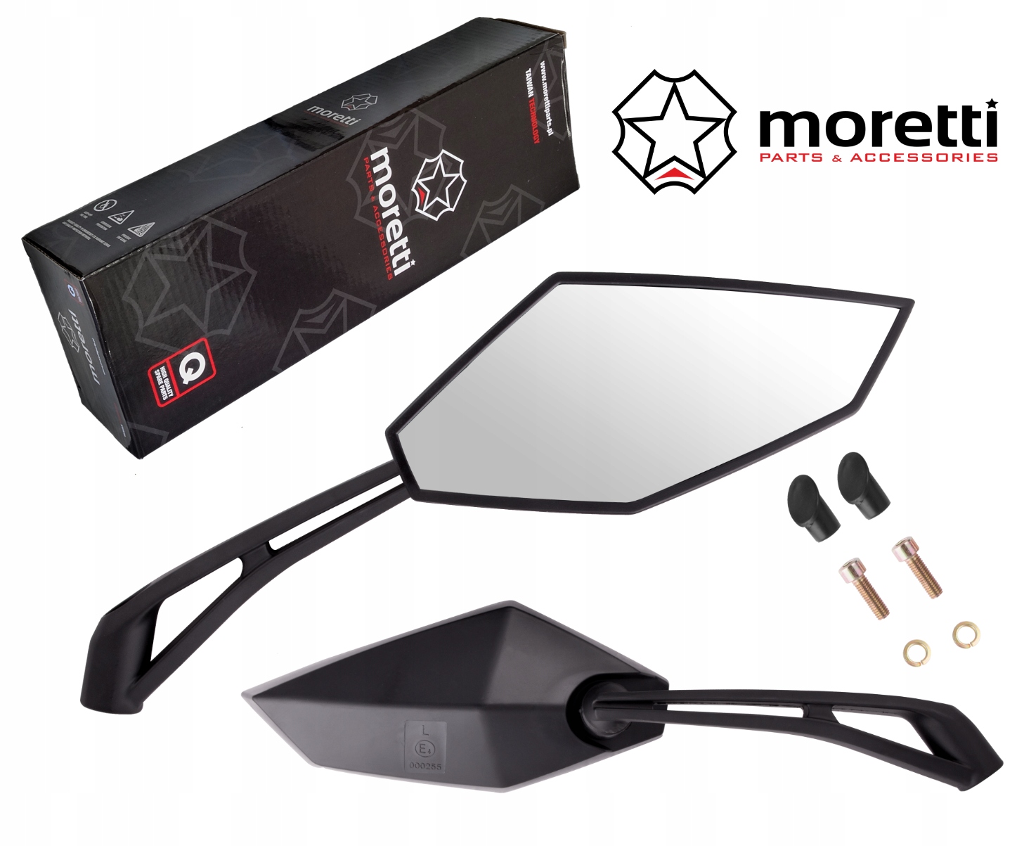 Moretti! Zrcátka R+r pro skútr M8 s homologací