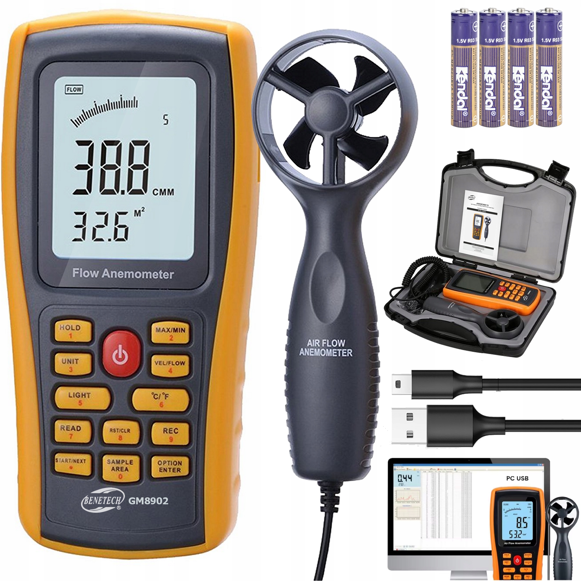 Anemometr Větroměr Měřič Teploty Větru Měření Rychlosti Vzduchu