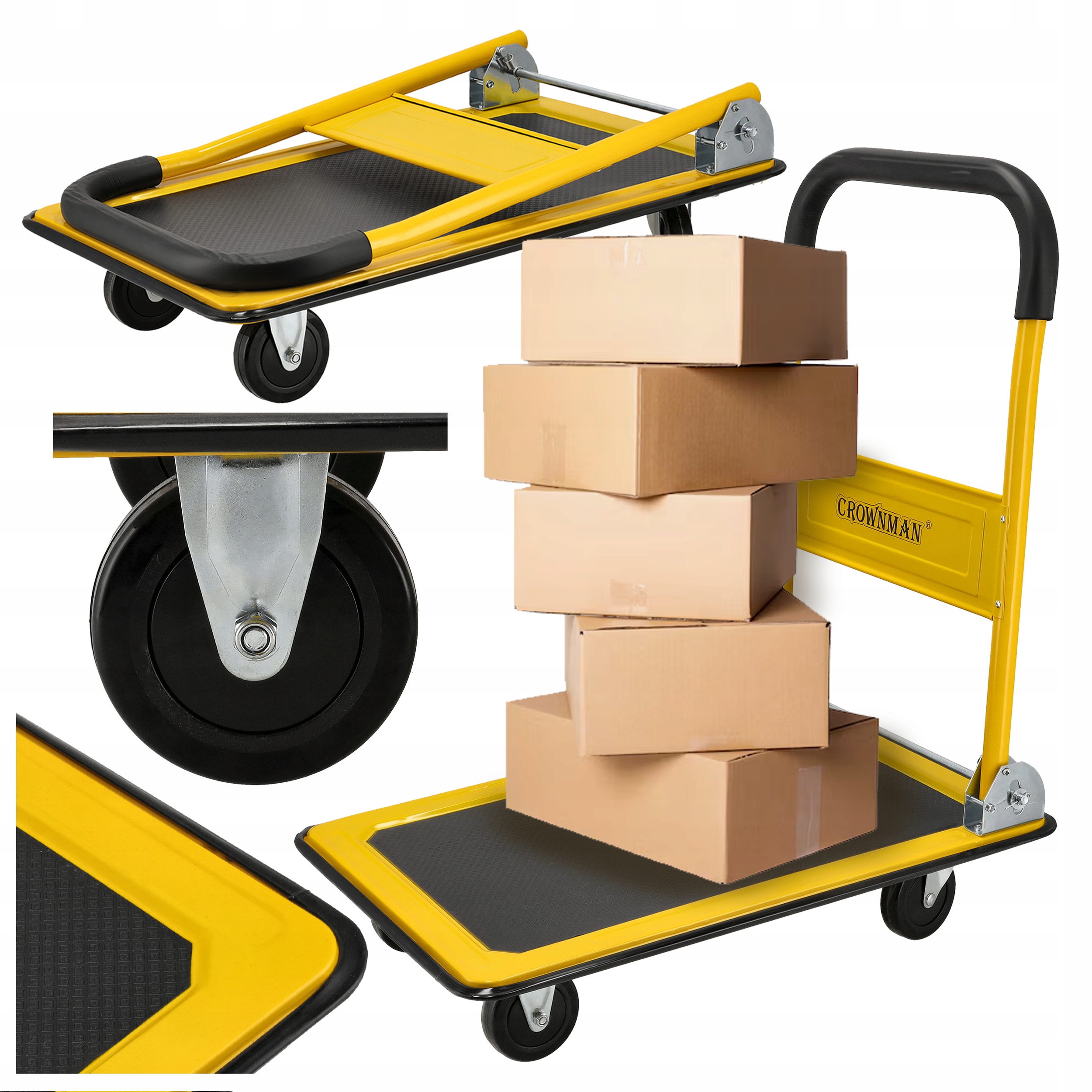 Skládací plošinový vozík pro přepravu, skladovací, 300 kg, pořádný