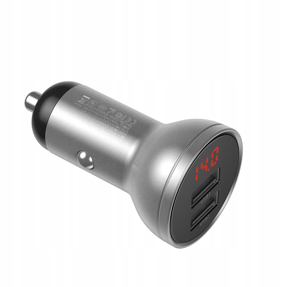 BASEUS SZYBKA ŁADOWARKA SAMOCHODOWA 2x USB 24W LED Kod producenta CCBX-0S