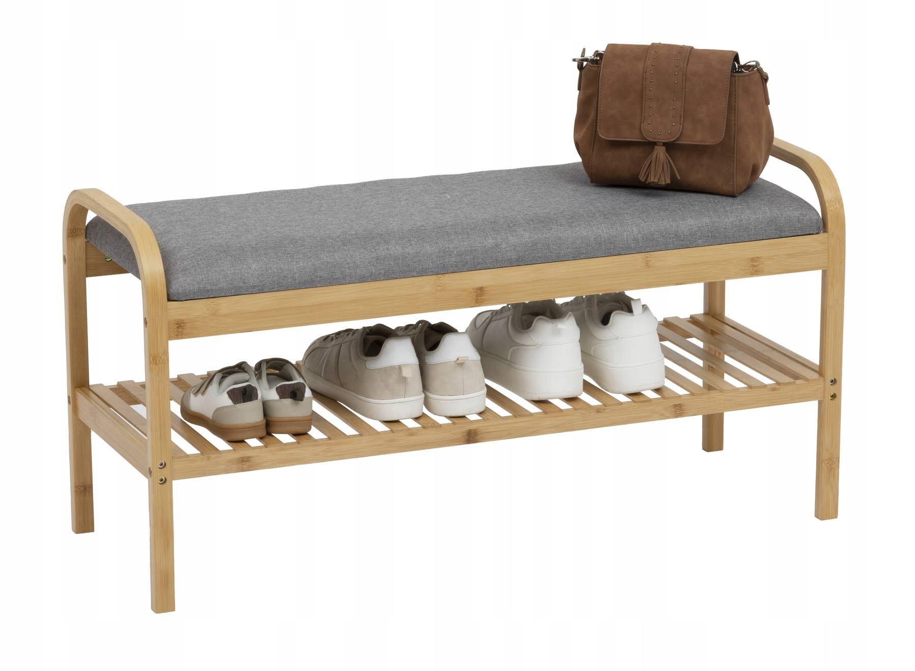 Polička na topánky s bambusovým taburetom Cosy béžová dekoratívna do predsiene