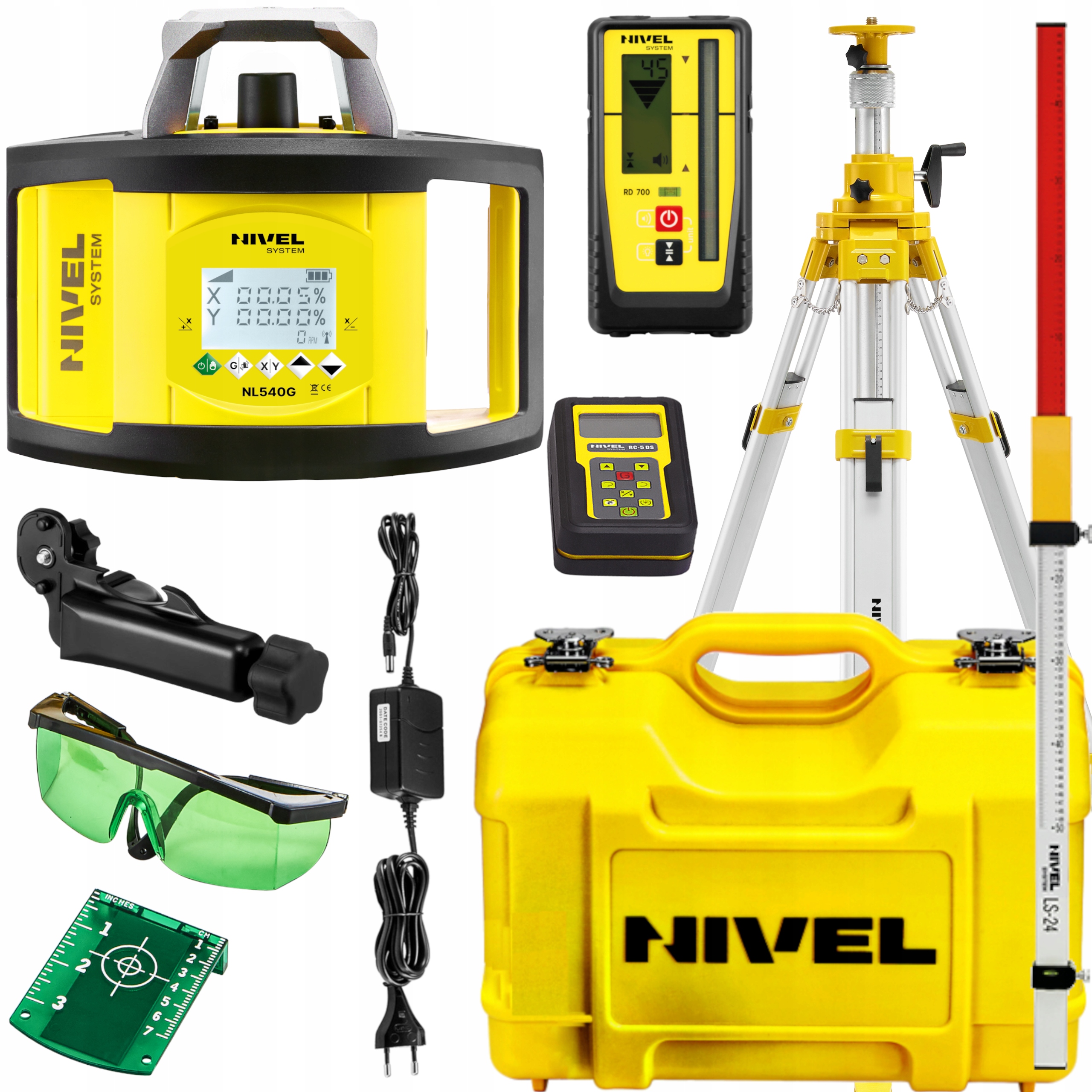 NIWELATOR LASEROWY NIVEL NL540GDIGITAL+ŁATA+STATYW