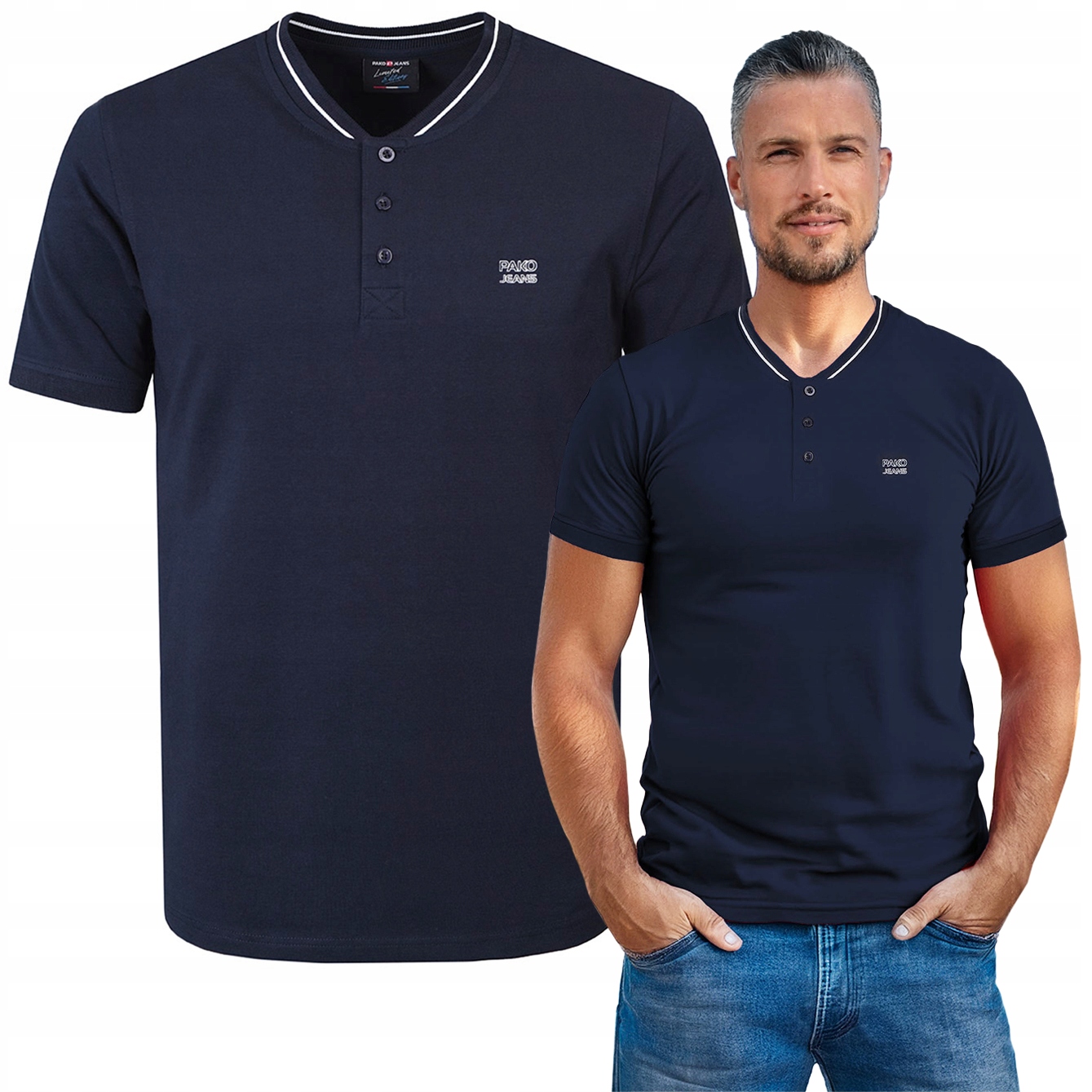 pánské tričko se srdíčkem Tmavě Modré Bavlněné Tool L Pako Jeans