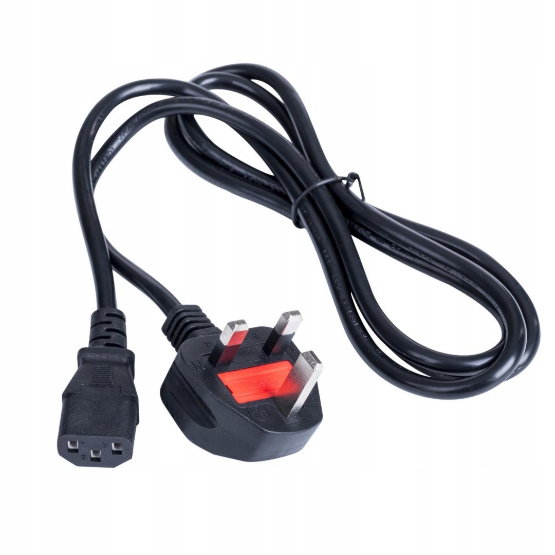 Kabel zasilający Akyga AK-AG-01A brytyjski Cca Bs 1363 (Typ G) Iec C13 1,