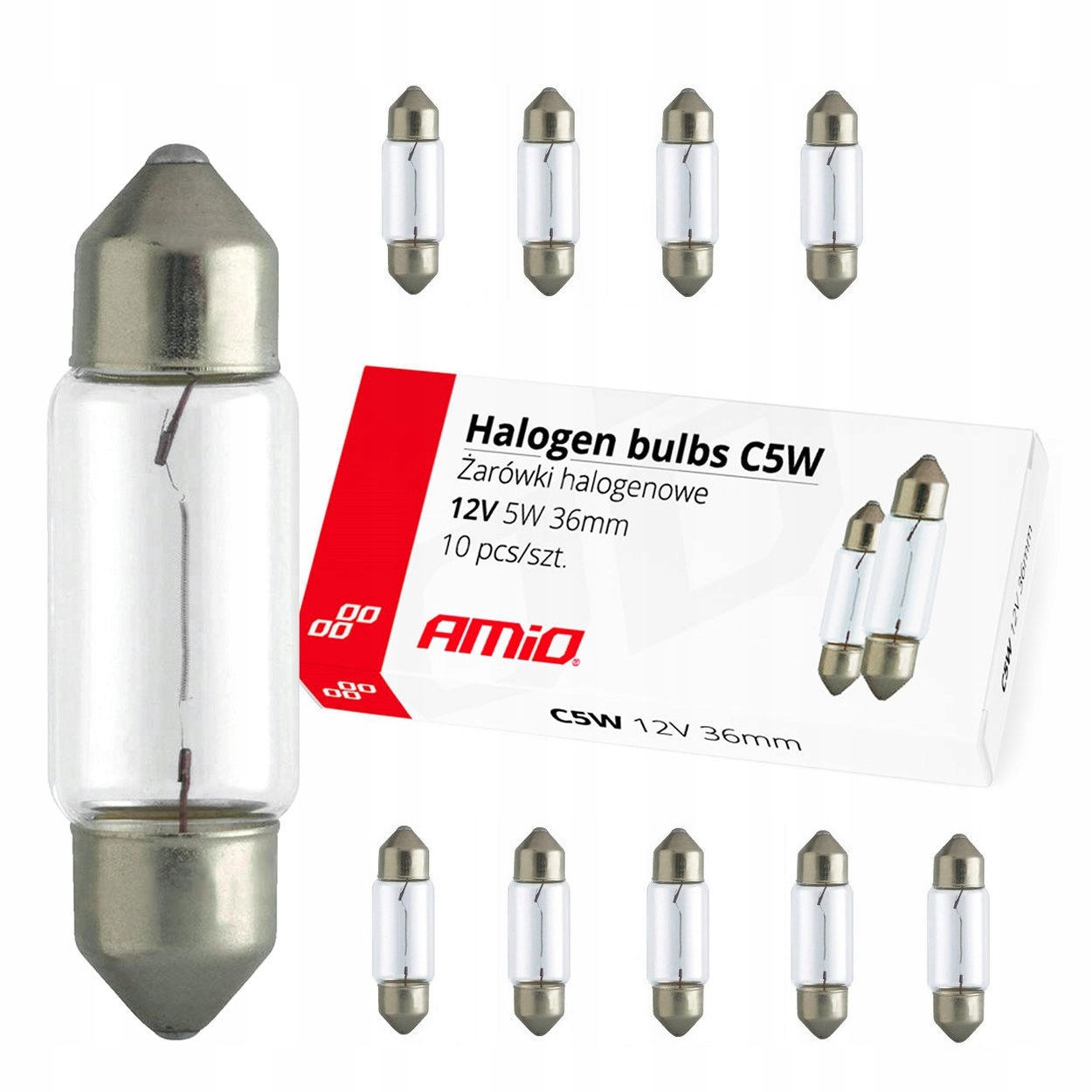 

Żarówki halogenowe C5W Rurka 36mm 12V 10szt.