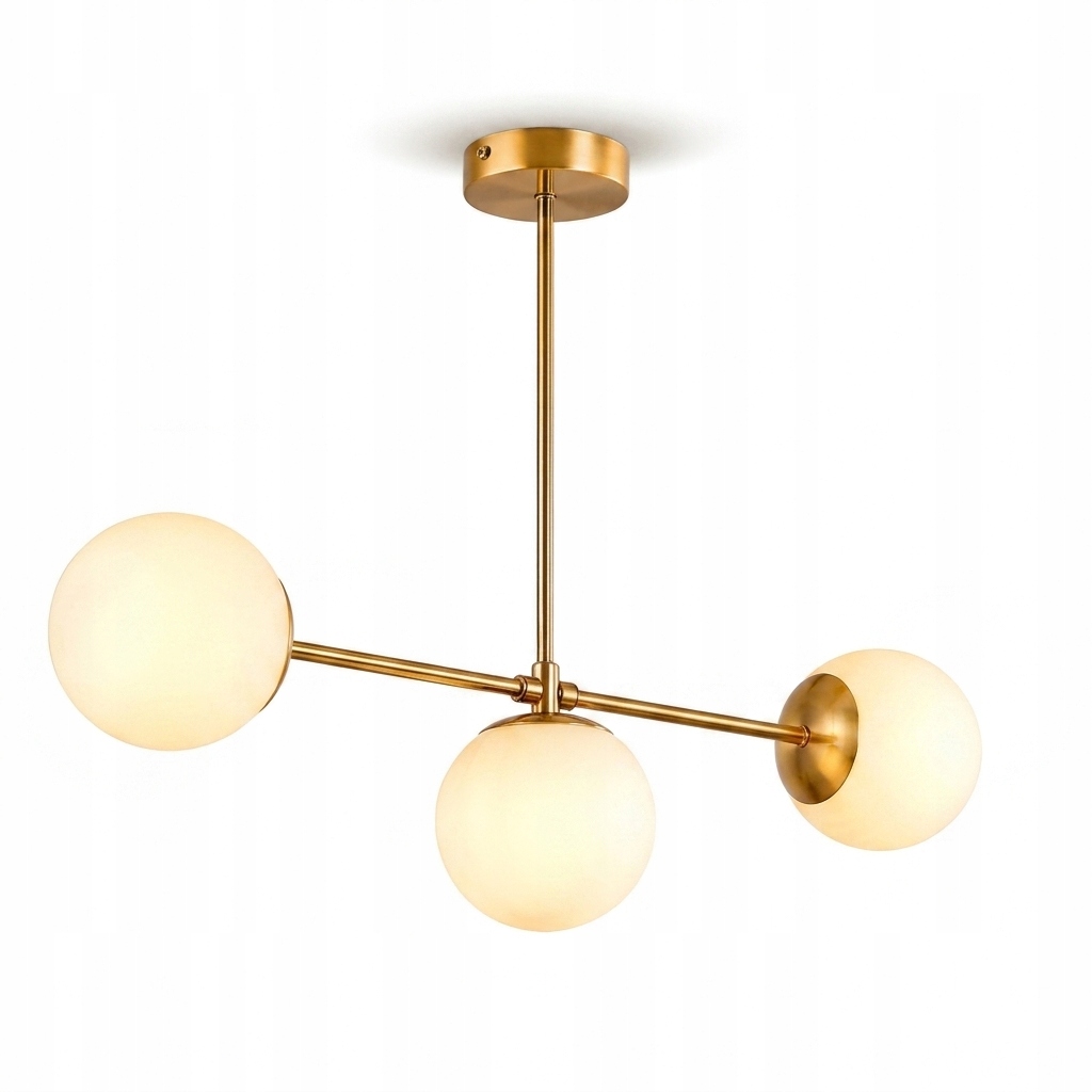 Lustr do pokoje Závěsná stropní lampa Zlatá Led Bílá Stínidla x3 E27