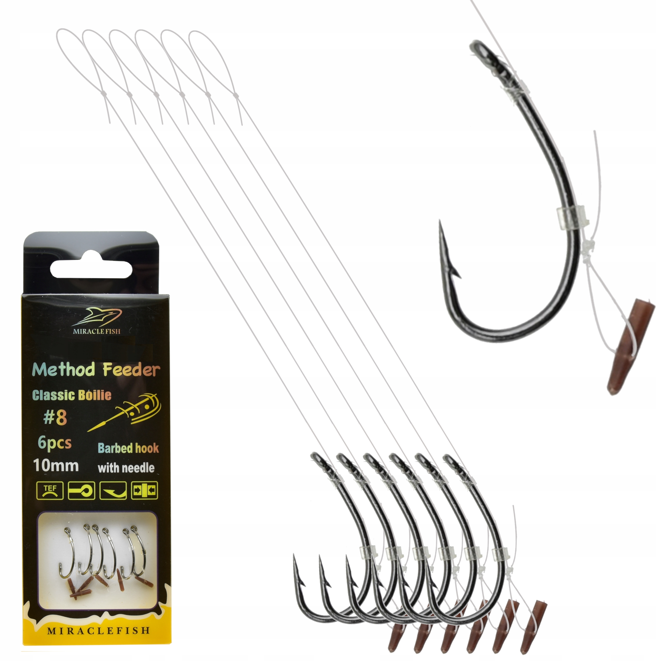 

Haczyki Method Feeder na przyponie ze stoperem r 8
