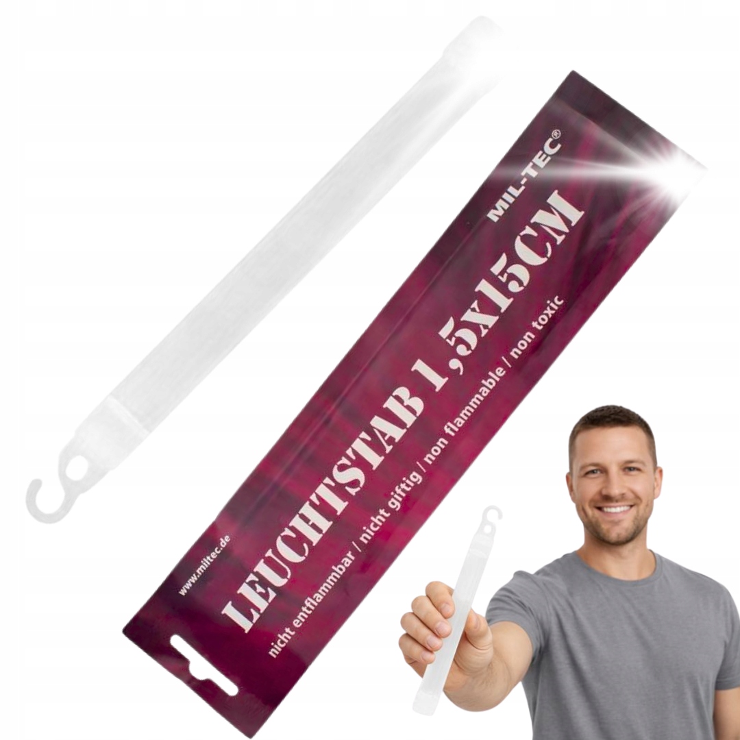 MIL-TEC | ŚWIATŁO CHEMICZNE | BIAŁE 150MM X 15MM | LIGHTSTICK | 8-12H