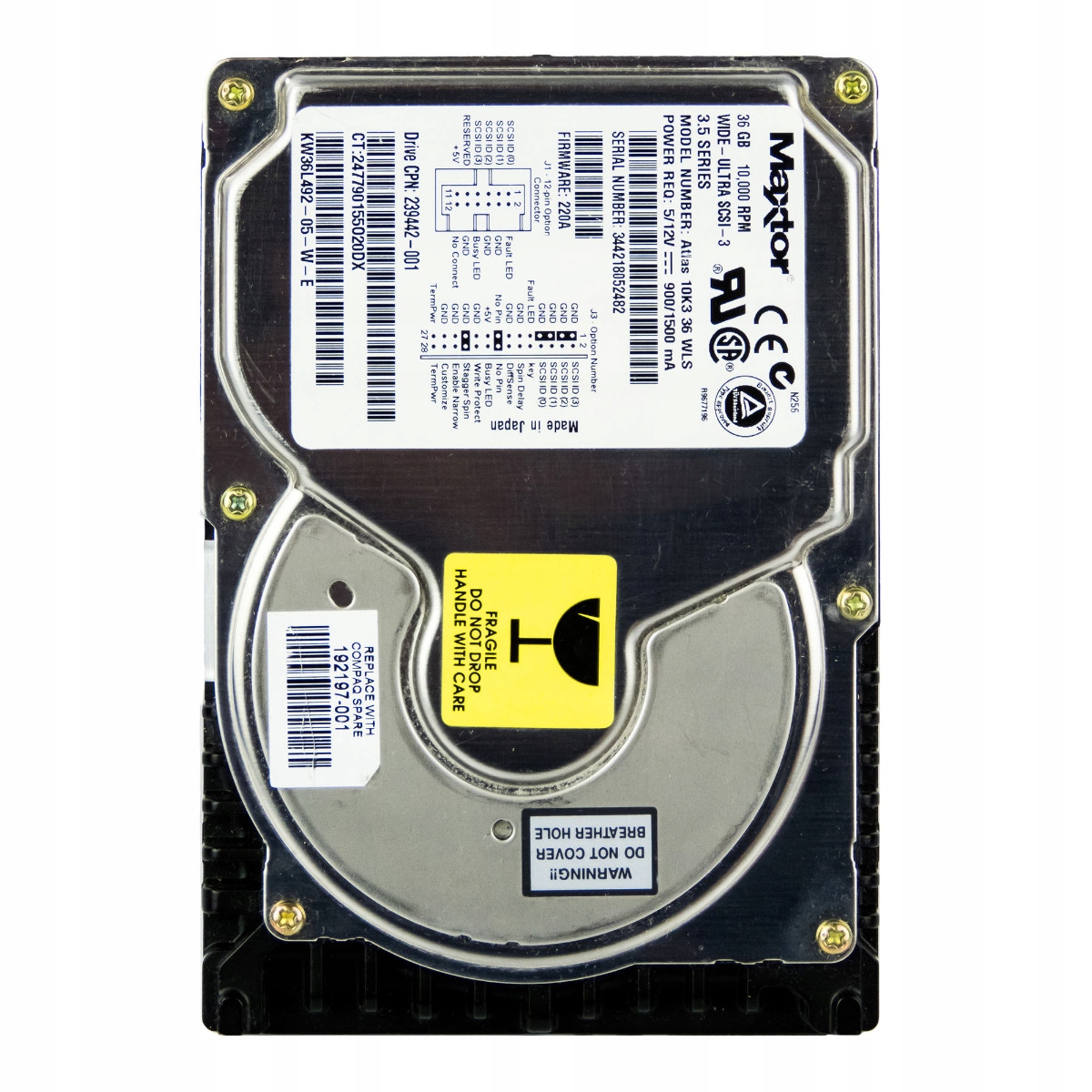 Hp 192197-001 36GB 10K 4MB Scsi U160 3,5'' KW36L492