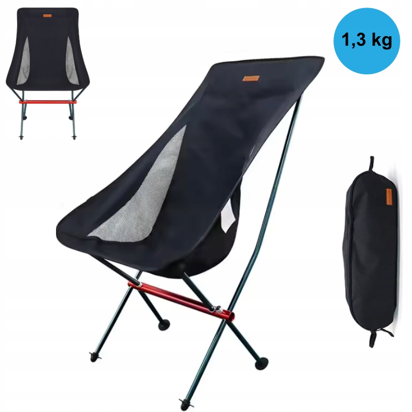Lekkie Krzesło Turystyczne składane Ogrodowe Kempingowe Wędkarskie L/ 1,3kg