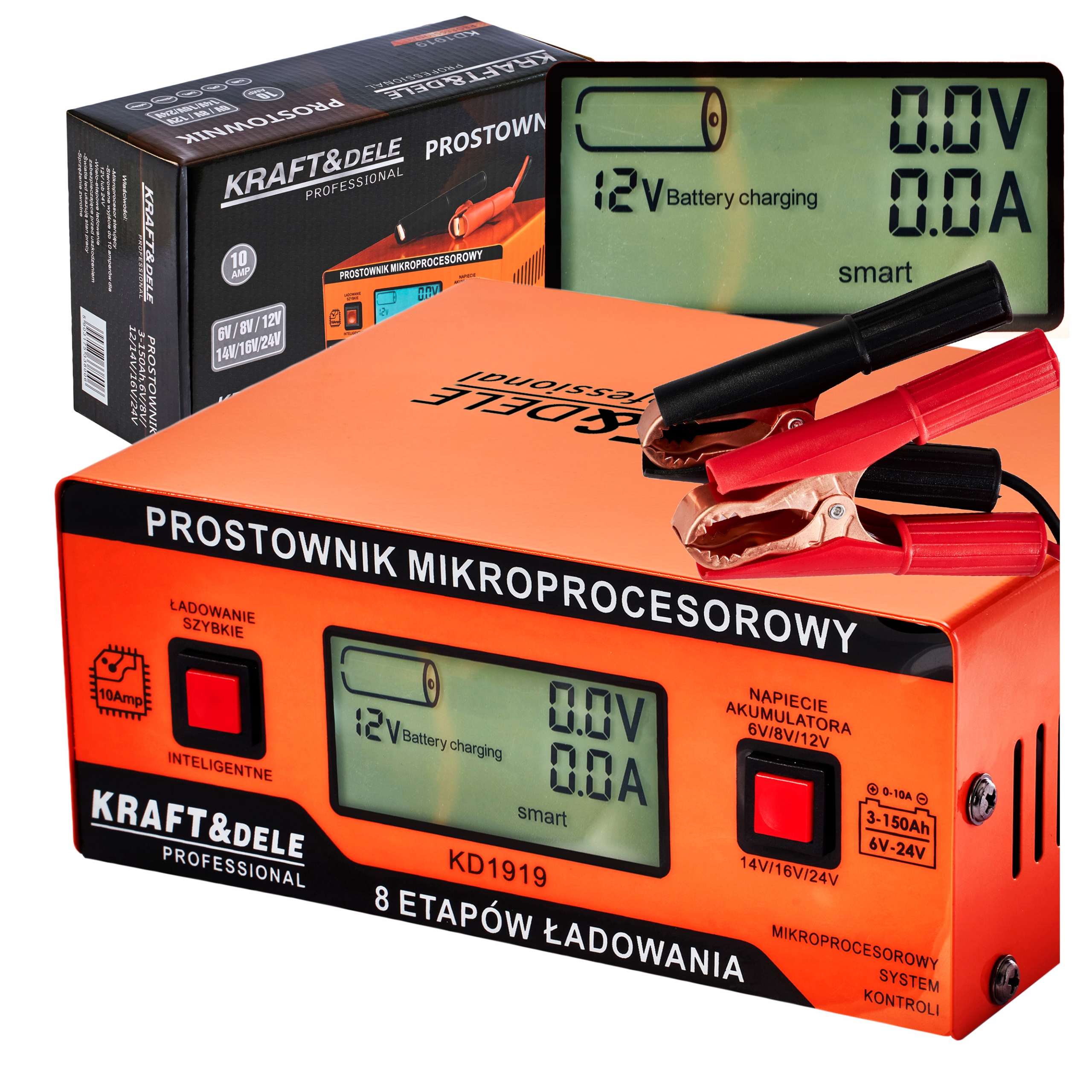 PROSTOWNIK MIKROPROCESOROWY AKUMULATOROWY ŁADOWARKA 10AMP 6/8/12/14/16/24V