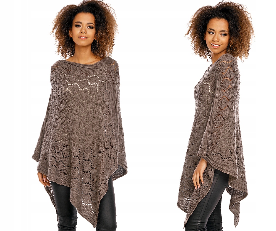 

ażurowe poncho oversize sweter długi